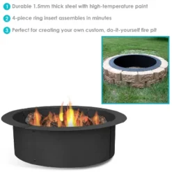 Sunnydaze Decor Sunnydaze Outdoor Heavy-Duty Steel Portable Above Ground Or In-Ground Round Fire Pit Liner Ring - Black -Sunnydaze Decor GUEST 007b54d1 56cb 4c2b a419 50f4ff68b816