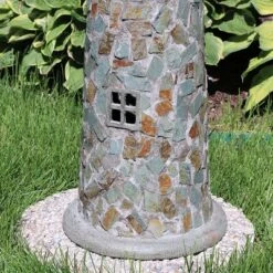 Sunnydaze Decor Sunnydaze Outdoor Backyard Garden Nautical Lighthouse Solar LED Pathlight Statue Figurine - 36" - Cobblestone -Sunnydaze Decor GUEST 018ab613 ecb8 4abe a251 02cf00408e52