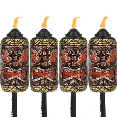 Sunnydaze Decor Sunnydaze Outdoor 3-in-1 Adjustable Height Tiki Face Patio And Lawn Torch Light Set 11 Sunnydaze Decor Sunnydaze Outdoor 3-in-1 Adjustable Height Tiki Face Patio And Lawn Torch Light Set - Image 11