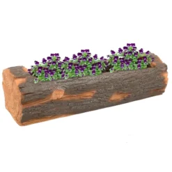 Sunnydaze Decor Sunnydaze Polyresin Decorative Outdoor Raised Rustic Log Planter For Garden, Patio, Deck, Yard, Porch And Balcony - 35" W - Brown -Sunnydaze Decor GUEST 06e28caf e986 433c ba04 0af8eb16a821