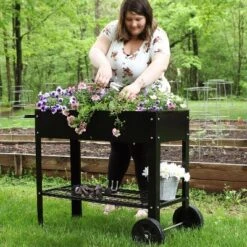 Sunnydaze Decor Sunnydaze Outdoor Galvanized Steel Raised Mobile Elevated Planter Cart With Handlebar And Wheels - 43" -Sunnydaze Decor GUEST 0980c77e b09c 45a1 8b53 a1d02610080e