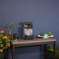 Sunnydaze Decor Sunnydaze Indoor Home Office Polyresin Modern Tiered Brick Wall Tabletop Water Fountain With LED Light - 13" -Sunnydaze Decor GUEST 0b79dc22 898b 4bce a783 c49e3d065a41