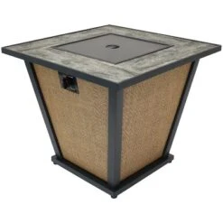 Sunnydaze Decor Sunnydaze Reykir Modern Smokeless Metal Outdoor Fire Pit With Tile Tabletop And Rafa Fabric Sides - 24" H -Sunnydaze Decor GUEST 1409388d 6f53 4aed 8fa9 b9d634fb6c99