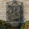 Sunnydaze Decor Sunnydaze 33"H Electric Polystone French Lily Design Outdoor Wall-Mount Water Fountain