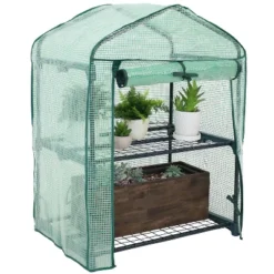 Sunnydaze Decor Sunnydaze Outdoor Portable Growing Rack 2-Tier Greenhouse With Roll-Up Door - 2 Shelves - Green -Sunnydaze Decor GUEST 15caa8d8 f8c3 45d1 9761 3d7d1b61d239