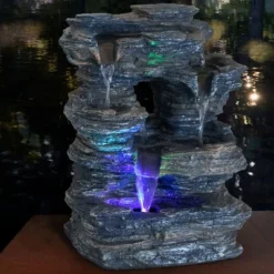 Sunnydaze Decor Sunnydaze Indoor Decorative Five Stream Rock Cavern Tabletop Water Fountain With Multi-Colored LED Lights - 13" -Sunnydaze Decor GUEST 166acb48 3aab 4c8e 841d 8bbc10a75fb6