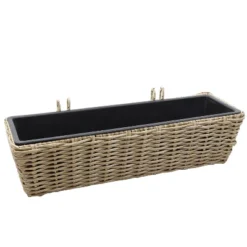 Sunnydaze Decor Sunnydaze Hanging Rectangle Polyrattan Rail Planter With Plastic Liner - 23.5" W X 7.5" D X 6.5" H -Sunnydaze Decor GUEST 169c8ae1 d5a7 4ad4 aee8 94819d1ce1f5