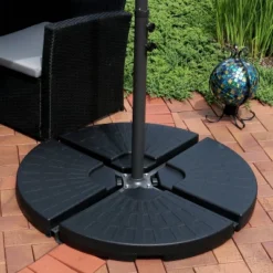 Sunnydaze Decor Sunnydaze Outdoor Heavy-Duty Fillable Cantilever Offset Patio Umbrella Base Weight Plates - Black - 4pc