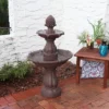 Sunnydaze Decor Sunnydaze 38"H Electric Polyresin And Fiberglass 2-Tier Curved Plinth Outdoor Water Fountain