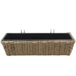 Sunnydaze Decor Sunnydaze Hanging Rectangle Polyrattan Rail Planter With Plastic Liner - 23.5" W X 7.5" D X 6.5" H -Sunnydaze Decor GUEST 1d63ae32 d26d 4238 a876 338b1e36a017
