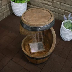 Sunnydaze Decor Sunnydaze 25"H Electric Resin Spiraling Barrel Outdoor Water Fountain With LED Lights -Sunnydaze Decor GUEST 1eaeb9e0 6dee 4d97 aacd 1e6393e54d5f