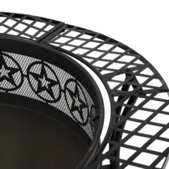 Sunnydaze Decor Sunnydaze Outdoor Camping Or Backyard Steel Round Four Star Fire Pit Table With Spark Screen - 40" - Black -Sunnydaze Decor GUEST 1f2437cd 7ab5 415f 9475 c2b9a90c8c72