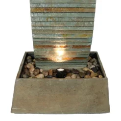 Sunnydaze Decor Sunnydaze 49"H Electric Spiraling Slate Outdoor Water Fountain With LED Lights -Sunnydaze Decor GUEST 214981ad 9adf 4894 8199 5bed44ce5ca6