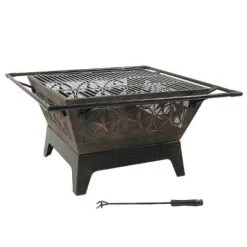 Sunnydaze Decor Sunnydaze Outdoor Camping Or Backyard Steel Northern Galaxy Fire Pit With Cooking Grill Grate, Spark Screen, And Log Poker - 32" -Sunnydaze Decor GUEST 2182fa59 91d8 4c9e 9ff3 a7f2305b2c90