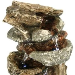 Sunnydaze Decor Sunnydaze Indoor Home Decorative Tiered Rock And Log Waterfall Tabletop Water Fountain With LED Lights - 10" -Sunnydaze Decor GUEST 2408f5ac 04da 4f19 a97c 16b4644fa1f4