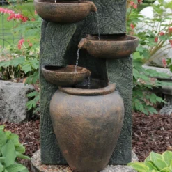 Sunnydaze Decor Sunnydaze 39"H Electric Polyresin And Fiberglass Cascading Earthenware Tiered Outdoor Water Fountain -Sunnydaze Decor GUEST 2479f004 2cfa 436e 99c1 304cb1e62670