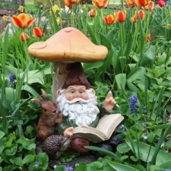 Sunnydaze Decor Sunnydaze Bernard The Bookworm Resin Indoor/Outdoor Garden Gnome With Mushroom And Solar Light - 16" H