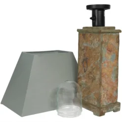 Sunnydaze Decor Sunnydaze Contemporary Natural Slate And Fabric Cream Shade Indoor/Outdoor Weather-Resistant Table Lamp -Sunnydaze Decor GUEST 2738bb4a b0d2 451b 92d5 4e5e40a20a16