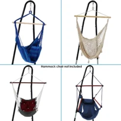 Sunnydaze Decor Sunnydaze Adjustable Heavy-Duty Steel Hammock Chair Stand - 79" To 93"/330 Lb Weight Capacity - Black -Sunnydaze Decor GUEST 290b46d7 1333 4900 a3e3 c0f5c50fc696