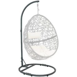 Sunnydaze Decor Sunnydaze Durable Indoor/Outdoor Powder-Coated Steel Egg Chair Stand With Extra-Wide Round Base - 76" H - Black -Sunnydaze Decor GUEST 2ba8821f 588c 4011 b868 08b176ff1937