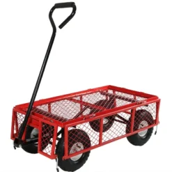 Sunnydaze Decor Sunnydaze Outdoor Lawn And Garden Heavy-Duty Durable Steel Mesh Utility Wagon Cart With Removable Sides -Sunnydaze Decor GUEST 2c711135 41db 4315 9e26 435b8396c262