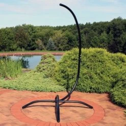 Sunnydaze Decor 41 Sunnydaze Decor Sunnydaze Durable Steel Egg Chair Stand With Curved Leg Base With Powder-Coated Finish And Hardware - 81" H - Black