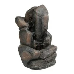 Sunnydaze Decor Sunnydaze Outdoor Solar Powered Rock Falls Water Fountain With Battery Backup, Submersible Pump, And LED Lights - 22" -Sunnydaze Decor GUEST 305d3265 16c0 442a b6b2 2f2e11015296