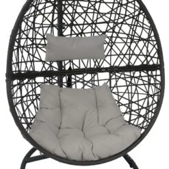 Sunnydaze Decor Sunnydaze Outdoor Resin Wicker Patio Caroline Lounge Hanging Basket Egg Chair Swing With Cushions And Steel Stand Set- 3pc -Sunnydaze Decor GUEST 3165ef89 d55d 47b6 b3f4 d1bb757e3ba4