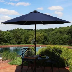 Sunnydaze Decor Sunnydaze Outdoor Aluminum Sunbrella Patio Umbrella With Solar LED Light Bars And Tilt - 9' -Sunnydaze Decor GUEST 31b4909d c54b 4f69 8513 63783ca3c10b