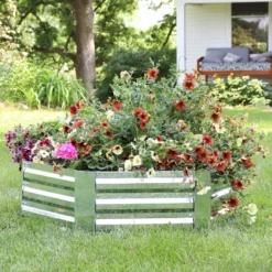 Sunnydaze Decor Sunnydaze Corrugated Galvanized Steel Hexagon Raised Garden Bed Kit For Vegetables, Plants, And Flowers - 40" W X 12" H