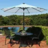 Sunnydaze Decor Sunnydaze Outdoor Aluminum Patio Umbrella With Solar LED Lights, Tilt, And Crank - 9'