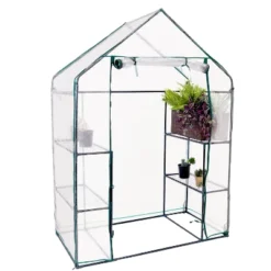 Sunnydaze Decor Sunnydaze Outdoor Portable Tiered Growing Rack Deluxe Walk-In Greenhouse With Roll-Up Door - 4 Shelves - Clear - 54" X 28" X 77" -Sunnydaze Decor GUEST 382dca0a 0101 4c9b b048 b02273d889de