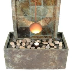 Sunnydaze Decor Sunnydaze 49"H Electric Natural Slate Indoor/Outdoor Water Fountain With Clock And LED Light -Sunnydaze Decor GUEST 3a41f830 6cdf 4d2b bd5b 4009ae83d85e