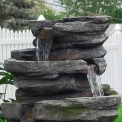 Sunnydaze Decor Sunnydaze 31"H Electric Polyresin And Fiberglass Lighted Cobblestone Waterfall Outdoor Water Fountain With LED Lights -Sunnydaze Decor GUEST 3a73d6c2 48db 4d52 acce 0b58af8bc772