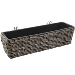 Sunnydaze Decor Sunnydaze Hanging Rectangle Polyrattan Rail Planter With Plastic Liner - 23.5" W X 7.5" D X 6.5" H -Sunnydaze Decor GUEST 3bcea665 40b2 4a86 ae0a d32f9d6a3d3c