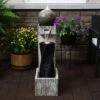 Sunnydaze Decor Sunnydaze 35"H Electric Polyresin Modern Artistry Column Outdoor Water Fountain With LED Lights
