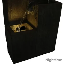 Sunnydaze Decor Sunnydaze Indoor Home Office Polyresin Faux Wooden Tiered Columns Tabletop Fountain With LED Lights - 13" -Sunnydaze Decor GUEST 404320dc 3a76 4e99 8a92 a456d276f1a3