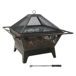 Sunnydaze Decor Sunnydaze Outdoor Camping Or Backyard Steel Northern Galaxy Fire Pit With Cooking Grill Grate, Spark Screen, And Log Poker - 32" -Sunnydaze Decor GUEST 4107e762 6769 42a8 b54a 2e8473832c30
