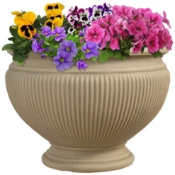 Sunnydaze Decor Sunnydaze Indoor/Outdoor Patio, Garden, Or Porch Weather-Resistant Double-Walled Elizabeth Ribbed Urn Flower Pot Planter - 15" -Sunnydaze Decor GUEST 417fbcd7 f61d 4808 93d8 8ddc036e3102