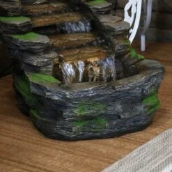 Sunnydaze Decor Sunnydaze 14"H Electric Polyresin Shale Falls Outdoor Water Fountain With LED Lights -Sunnydaze Decor GUEST 428c832b 8363 4076 8af7 2001a5d28721