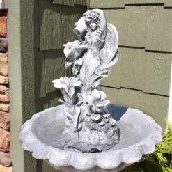 Sunnydaze Decor Sunnydaze Outdoor Polyresin Fairy Flower Solar Powered Water Fountain Feature With Battery Backup - 42" -Sunnydaze Decor GUEST 443cb20f 58da 4d35 8168 3dcb1ecfbde8