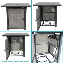 Sunnydaze Decor Sunnydaze Kleifar Modern Smokeless Square Metal Propane Fire Pit With Rafa Fabric Sides - 25.25" H -Sunnydaze Decor GUEST 44b8dfd3 faa7 4e27 b5d7 91e5c96b7459