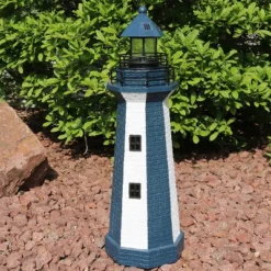 Sunnydaze Decor Sunnydaze Outdoor Backyard Garden Nautical Lighthouse Solar LED Pathlight Statue Figurine - 36"