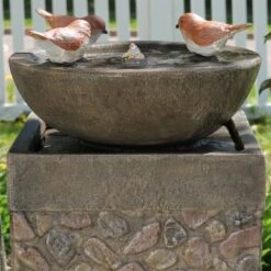 Sunnydaze Decor Sunnydaze 25"H Electric Polyresin Three Bathing Birds Outdoor Water Fountain With LED Light -Sunnydaze Decor GUEST 45e60a05 4b35 443f 9119 451c0c49e175