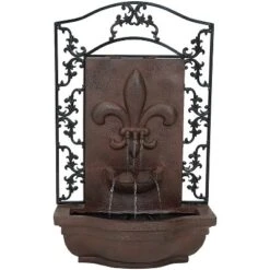 Sunnydaze Decor Sunnydaze 33"H Solar-Powered Polystone French Lily Design Outdoor Wall-Mount Water Fountain -Sunnydaze Decor GUEST 45e7d2ca 172e 4abf a7fa e7320e0cfc21