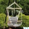 Sunnydaze Decor Sunnydaze Outdoor Printed Polycotton Fabric Hammock Chair With Armrests And Hardwood Spreader Bar - 300 Lb Capacity - Contrasting Stripes