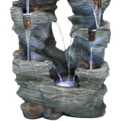 Sunnydaze Decor Sunnydaze 39"H Electric Polyresin And Fiberglass Dual Cascading Falls Outdoor Water Fountain With LED Lights -Sunnydaze Decor GUEST 46c4045f 4cd0 42dd b8eb 53ae5e66eb48