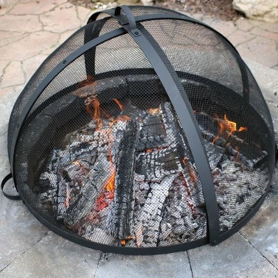 Sunnydaze Decor Sunnydaze Outdoor Heavy-Duty Steel Mesh Round Easy-Opening Camp Fire Pit Spark Screen Lid With Hinged Door - Black 1 Sunnydaze Decor Sunnydaze Outdoor Heavy-Duty Steel Mesh Round Easy-Opening Camp Fire Pit Spark Screen Lid With Hinged Door - Black