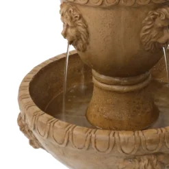 Sunnydaze Decor Sunnydaze 41"H Electric Fiberglass And Resin 2-Tier Lion Head Outdoor Water Fountain -Sunnydaze Decor GUEST 47ba6b76 b284 4ce7 b7aa 3aeba34ba288