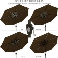 Sunnydaze Decor Sunnydaze Outdoor Aluminum Sunbrella Patio Umbrella With Solar LED Light Bars And Tilt - 9' -Sunnydaze Decor GUEST 4807df37 9a10 4348 9166 6d7755322917